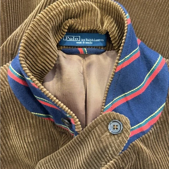 Polo Ralph Lauren Brown Corduroy Jacket w/Leather Elbow Patches, 44L, Great Cond